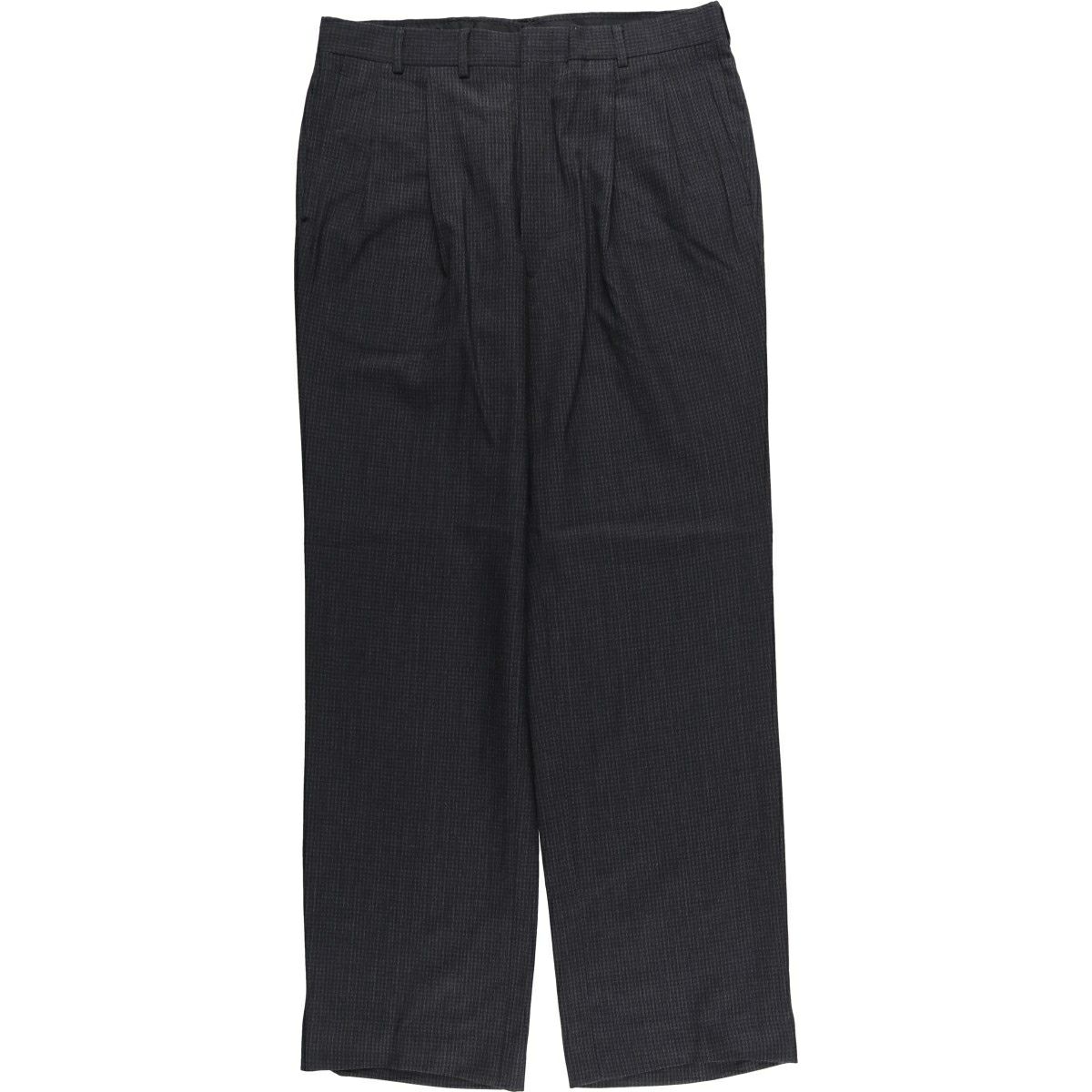 ザネッラ W34 ワイド ツータック スラックス ブラック ダークネイビー