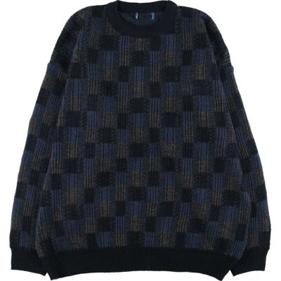 バンヒューゼン VANHEUSEN 総柄 アクリルニットセーター メンズXL ...