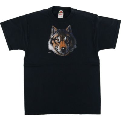 古着 フルーツオブザルーム FRUIT OF THE LOOM オオカミ柄 アニマルTシャツ メンズM相当 半袖 /eaa467782 【中古】 【240720】
