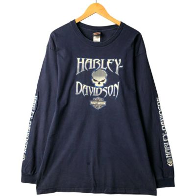 USA製Harley-Davidson スカルデザイン長袖Tシャツ XL Harley Davidson Bad To The Bone El ボーン スカル 長袖 ロング