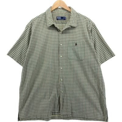 【希少】 ラルフローレン ギンガムチェック オープンカラーシャツ ターコイズ 90's Ralph Lauren/ラルフローレン 半袖開襟シャツ ギンガム