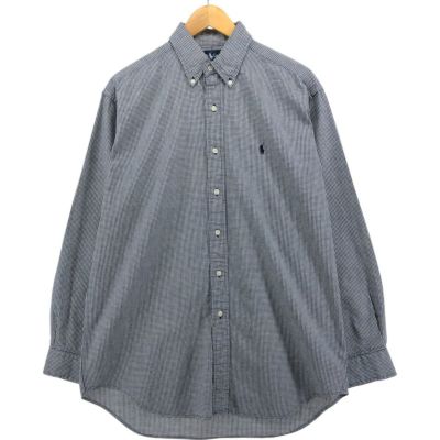 美品 Ralph Lauren BLAIRE パッチワーク シャツ ブルー L 90s Polo Ralph Lauren 