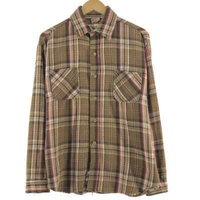 古着 ディッキーズ Dickies チェック柄 長袖 ヘビーネルシャツ メンズ