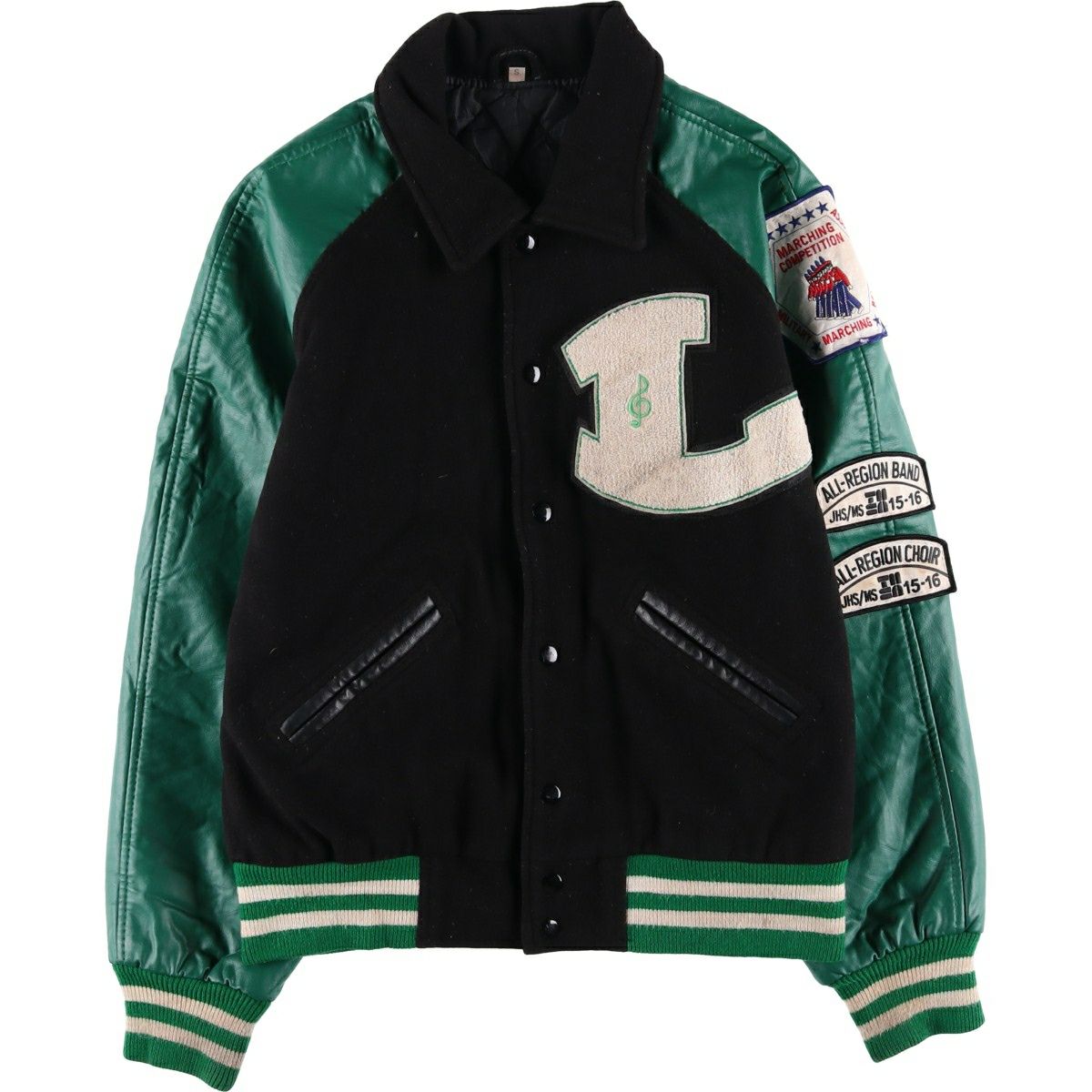 古着 90年代 アヴィレックス AVIREX 襟付き 中綿入り 袖革ウールボタン