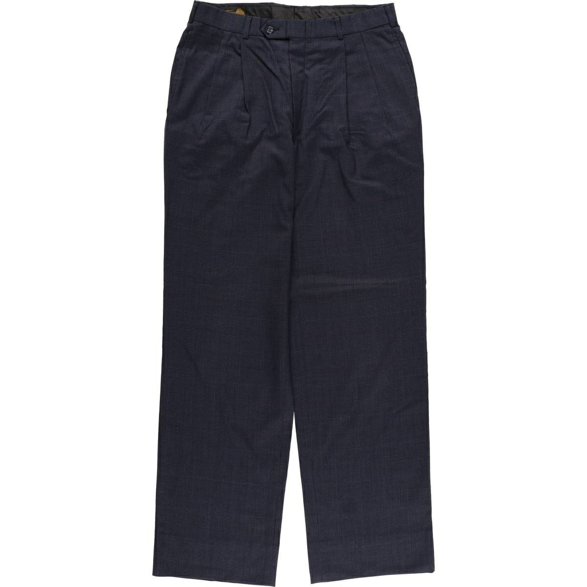 古着 ストライプ柄 ツータック ウール スラックス ワイドパンツ USA製