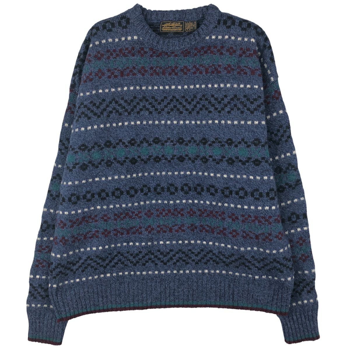 古着 80～90年代 エディーバウアー Eddie Bauer 黒タグ 総柄 ウール