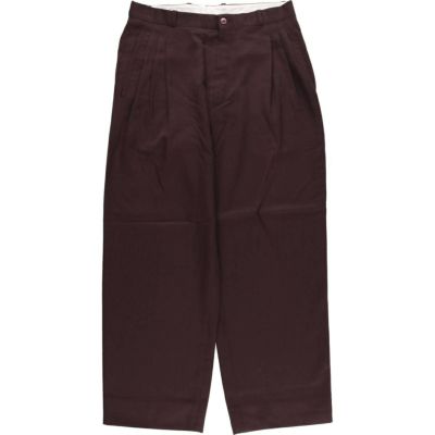 90s EURO 2タックサマーウール ワイドスラックス タックパンツ 古着 古着 THE RODIN COLLECTION スリータック ウールパンツ