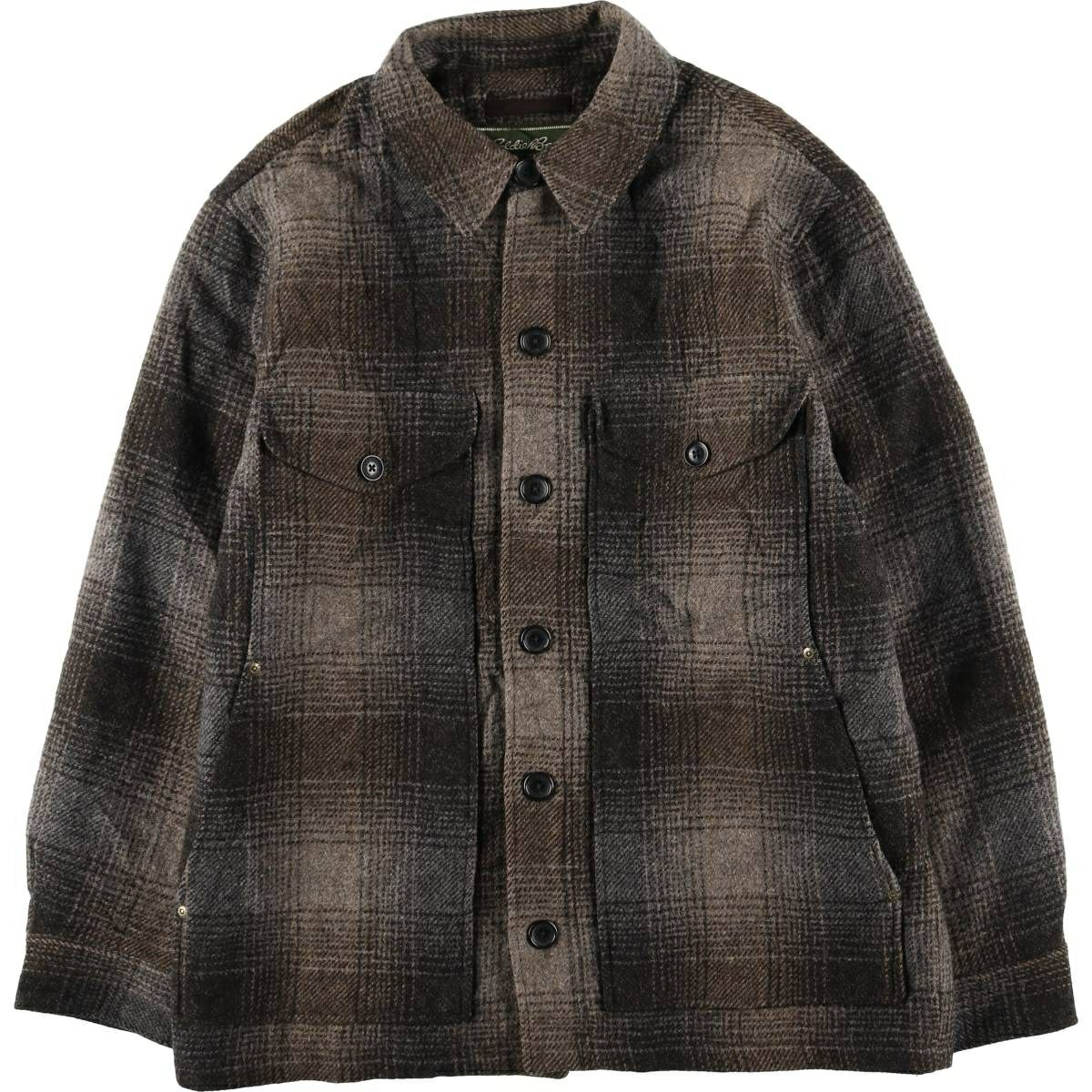 古着】Eddie Bauer ノーカラーウールジャケット 80's エディバウアー