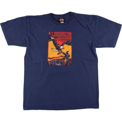ビンテージ Harley Tシャツ イーグルプリント　Mサイズ プリント・イーグル・マッスル・Tシャツ -ハーレーダビッドソン