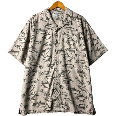 古着 90年代 コロンビア Columbia 魚柄 半袖 オープンカラー