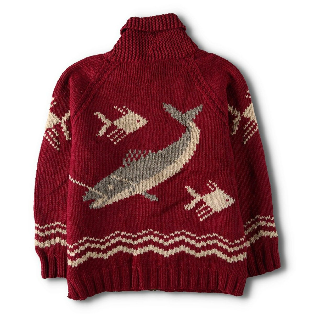 古着 60～70年代 UNKNOWN 総柄 シャチ柄 カウチンセーター メンズXL