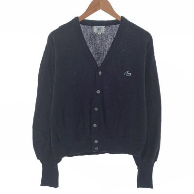 【希少】90s USA製 IZOD LACOSTE ウールアクリル カーディガン 古着 80年代 ラコステ LACOSTE IZOD アクリルニットカーディガン