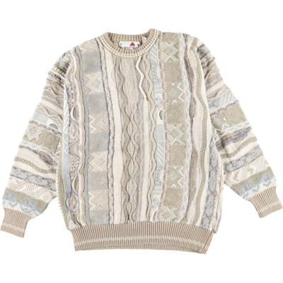 古着 90年代 St.Croix KNITS 総柄 カシミア混 3Dニットセーター