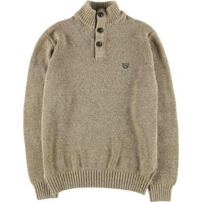CHAPS ハーフボタン ニット チャップス ブラウン エルボーパッチ