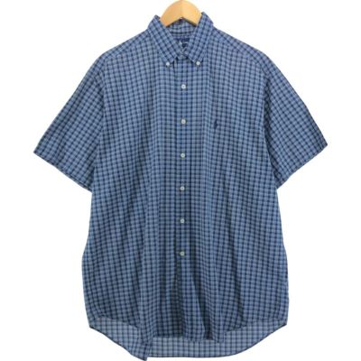 美品 ラルフローレン Blake シャツ チェック 半袖 コットン ブルーポニー 古着 ラルフローレン Ralph Lauren BLAKE 半袖 ボタンダウン