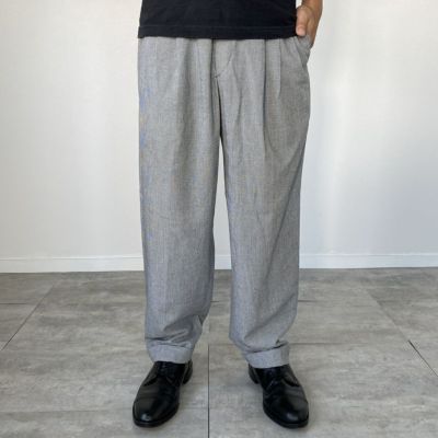 古着 zanella チェック柄 千鳥格子柄 スリータック スラックス