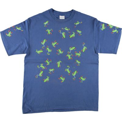 古着 90年代 HARBORSIDE GRAPHICS 総柄 カエル柄 アニマルTシャツ USA製 メンズXL相当 ヴィンテージ /eaa439116 【中古】 【240725】
