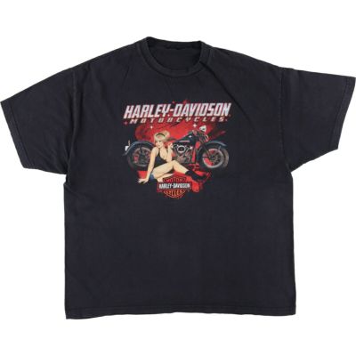 ハーレーダビッドソン 4面プリント ピンナップガール ロンＴ 古着 USA製 ハーレー ダビッドソン 4面 プリント 長袖 Tシャツ メンズ
