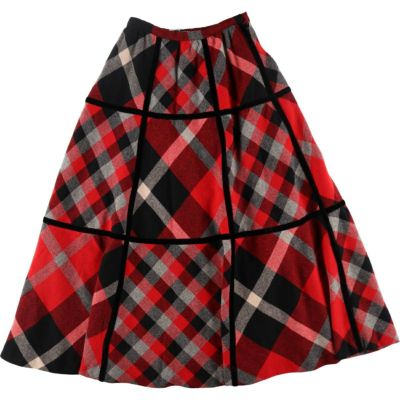 古着 RAKISH チェック柄 ウール マキシ丈 フレアスカート レディースM相当 ヴィンテージ /eaa512842 【中古】 【250126】 【ADEL/アデル】