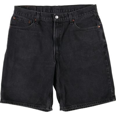 Levi's ブラックデニム ショートパンツ550 W33 古着 リーバイス Levis 550 RELAXED FIT ブラックデニムショーツ