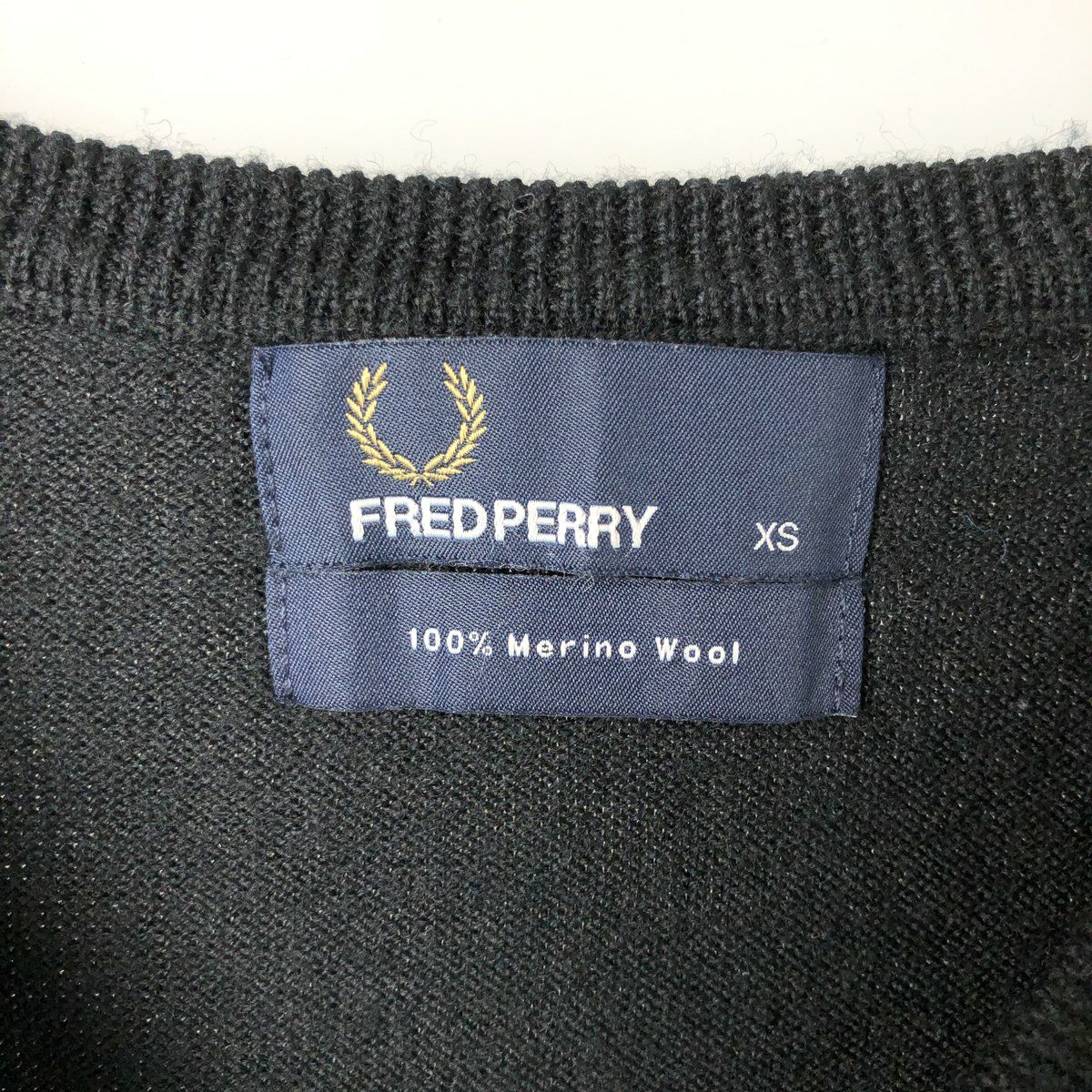 古着 フレッドペリー FRED PERRY アーガイル柄 Vネック メリノウール