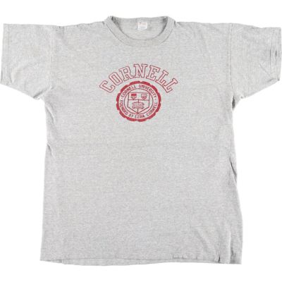 古着 90年代 THE COTTON EXCHANGE 袖刺繍 杢グレー 霜降り 3連プリント ...