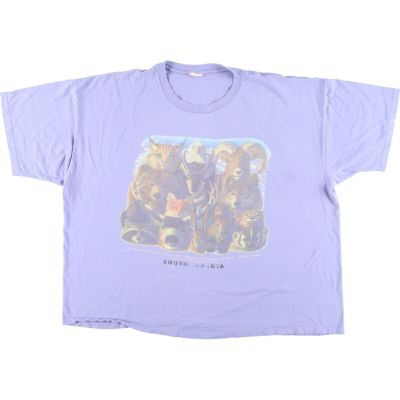 古着 TULTEX アニマル柄 オオカミ柄 アニマルプリントTシャツ メンズXL