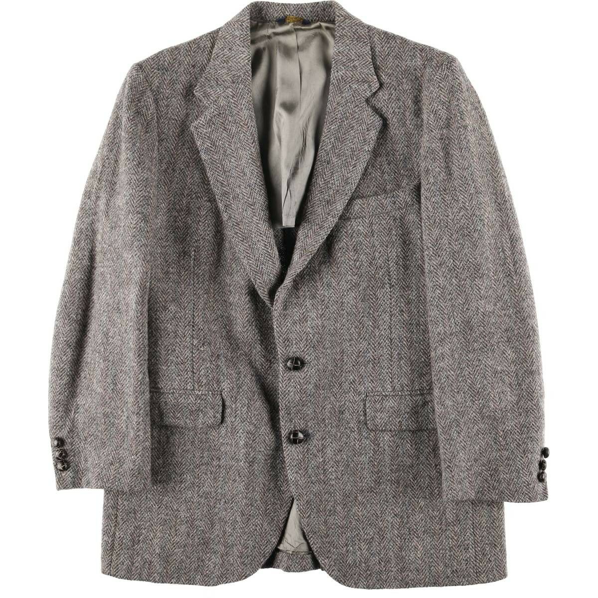 古着 Baron Harris Tweed ハリスツイード 千鳥格子柄 ウールテーラード
