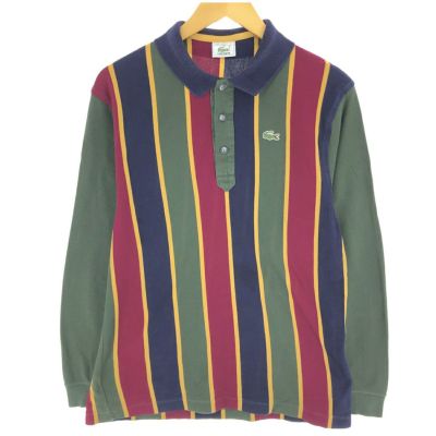 古着 ラコステ LACOSTE 長袖 ストライプ ポロシャツ フランス製 5 メンズM相当 /eaa471297 【中古】 【240727】
