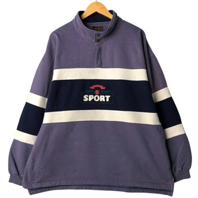 古着 80年代 エディーバウアー Eddie Bauer ハーフボタン プルオーバー ロゴスウェットシャツ トレーナー メンズXL相当 ヴィンテージ /eaa557548 【中古】 【250724】