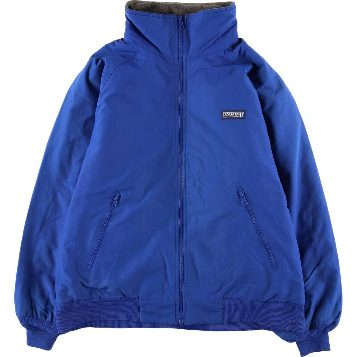 ランズエンド 中綿ジャケット コート 青 USA ビンテージ フード付 00s 古着 80～90年代 ランズエンド LANDS END THE SQUALL 中綿ジャケット