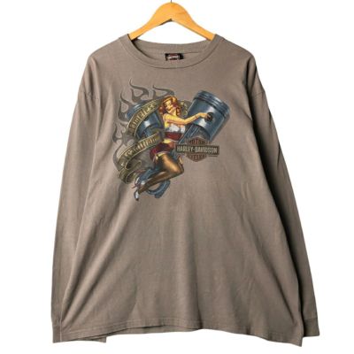 HARLEY-DAVIDSON ファイヤーパターン 長袖Tシャツ ロンT 古着 00年代 ハーレーダビッドソン Harley-Davidson ファイヤー