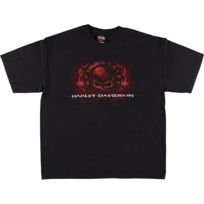 古着 00年代 Harley-Davidson ファイヤーパターン ドクロ柄