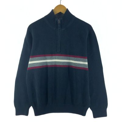 古着 エディーバウアー Eddie Bauer 切替 コットンニットハーフジップ