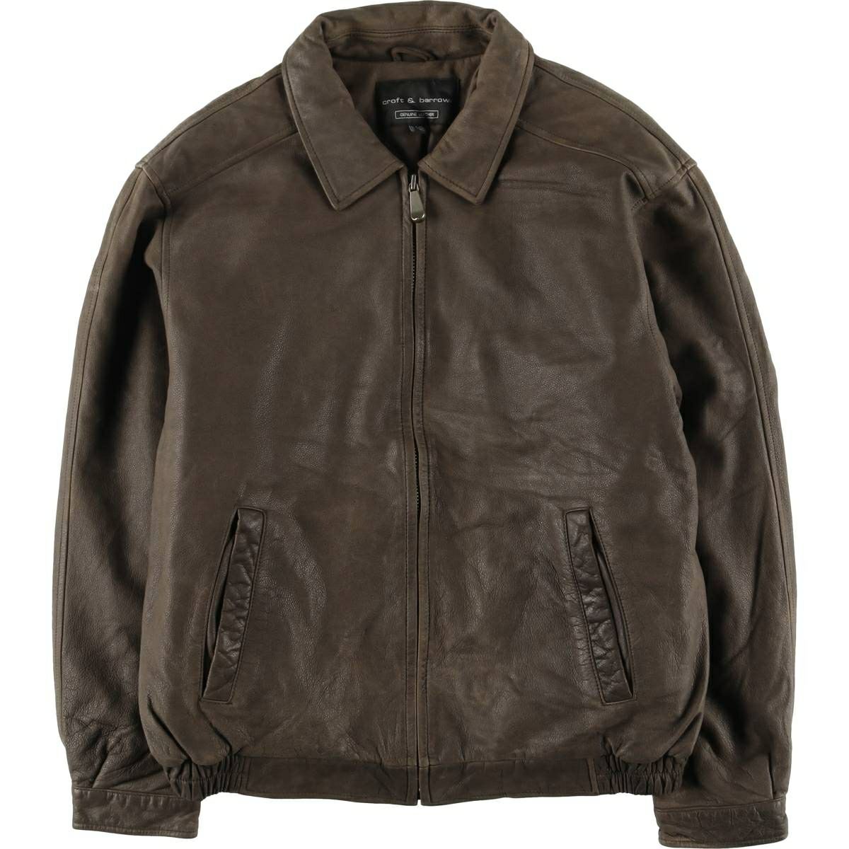 古着　スエード　ボンバージャケット　ドリズラー　ブラウン　L 太アーム　中綿. 古着 クラフトアンドバロー CROFT&BARROW スイングトップタイプ 中綿