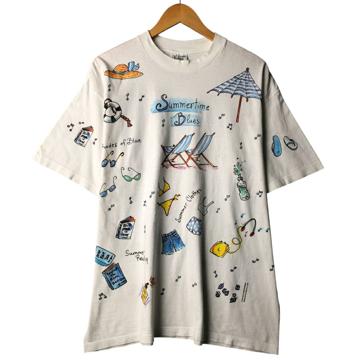 古着 90年代 rel e vant products ネコ柄 大判プリント プリントT  