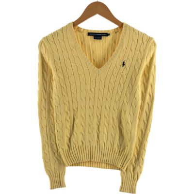 古着 ラルフローレン Ralph Lauren RALPH LAUREN SPORT ケーブル編み Vネック コットンニットセーター レディースS相当 /eaa513132 【中古】 【250131】 【Elulu/エルル】