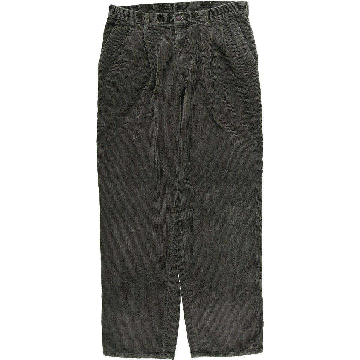 90s OLD コーデュロイ ツータックスラックス 太畝 古着 ワイド 黒 M 古着 90年代 セントジョンズベイ ST.JOHNS BAY 太畝 ツータック