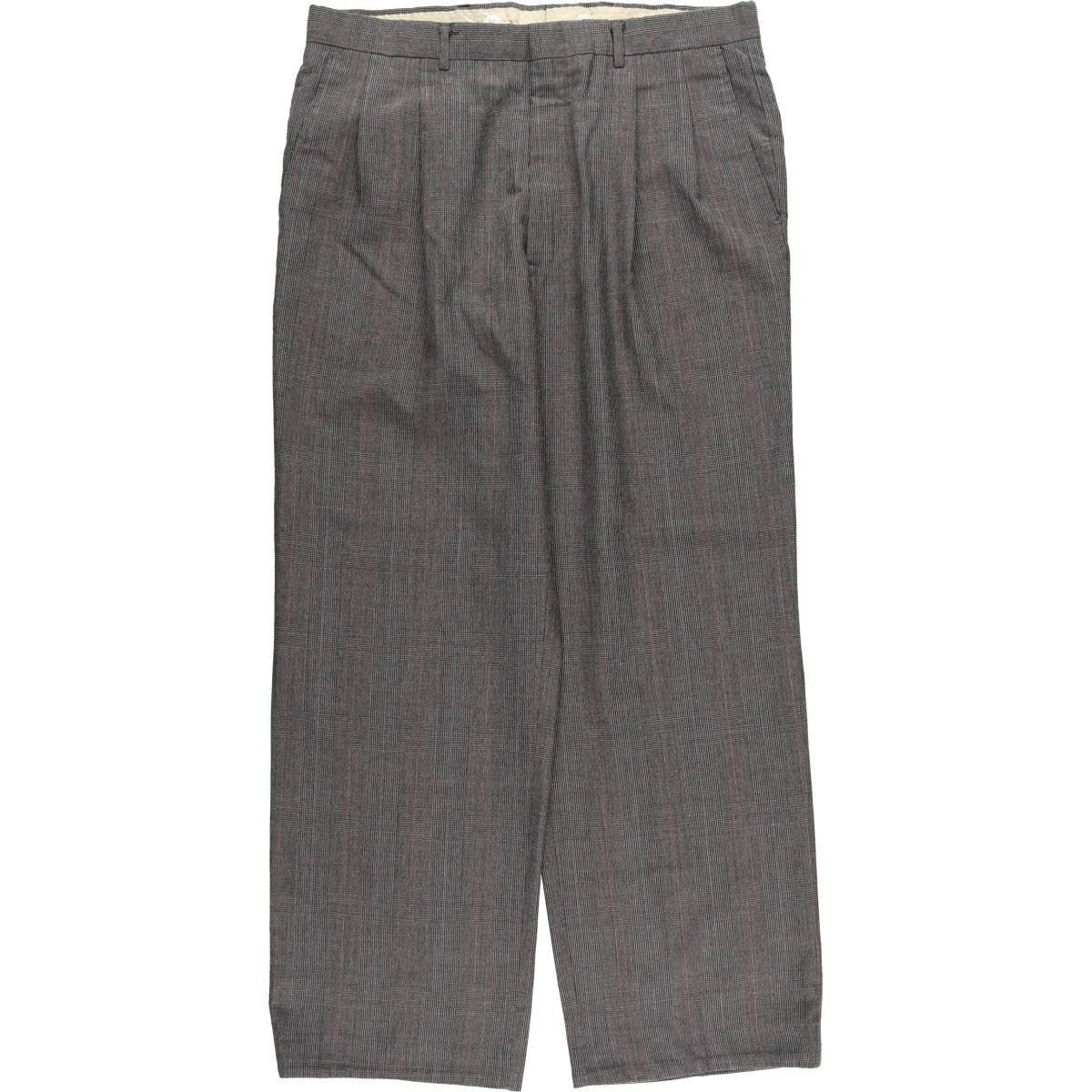 古着 ～90年代 チェック柄 ツータック スラックス ワイドパンツ メンズ