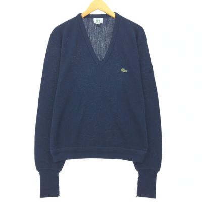 古着 80年代 ラコステ LACOSTE IZOD Vネック アクリルニットセーター