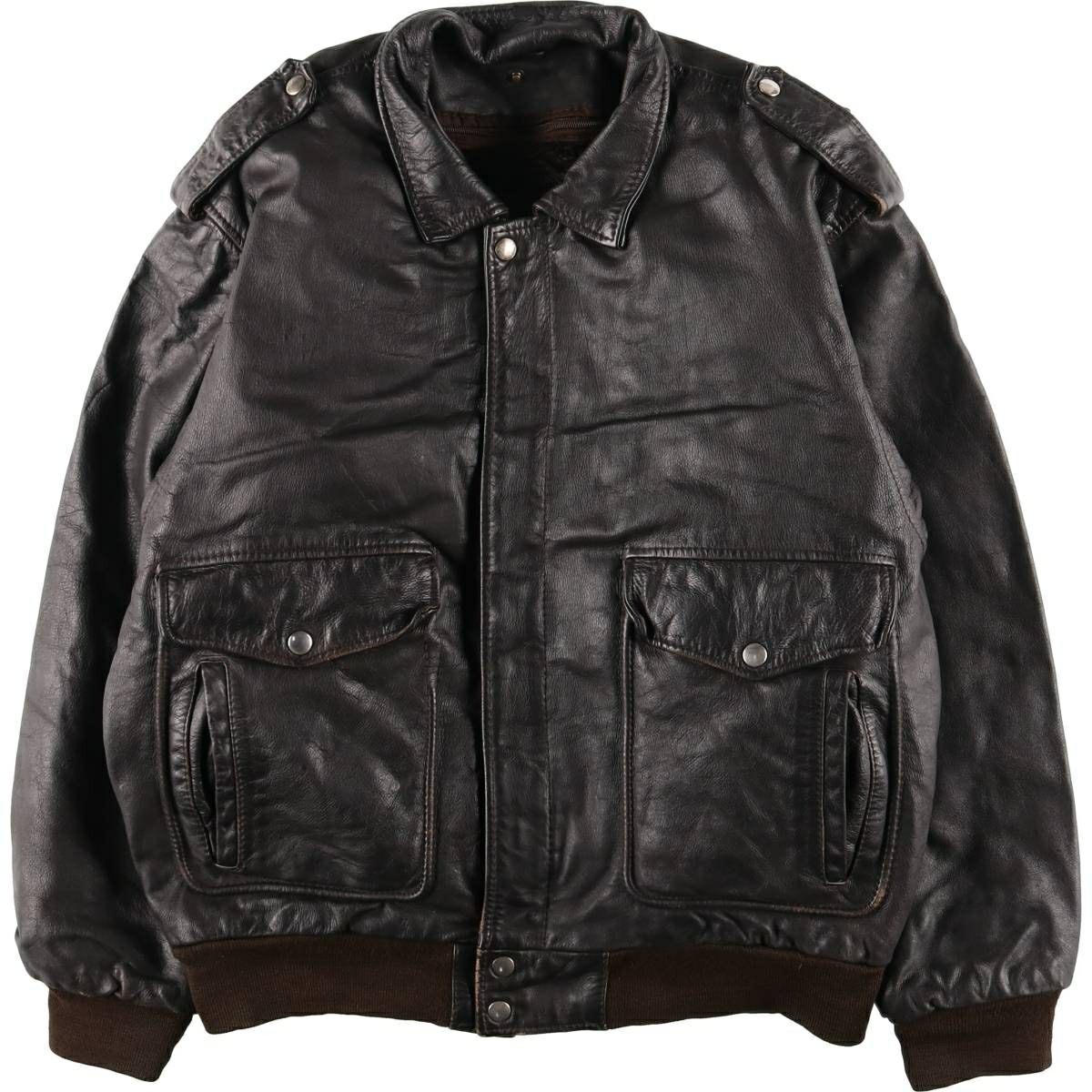 古着 シェビニオン CHEVIGNON レザーフライトジャケット メンズL相当