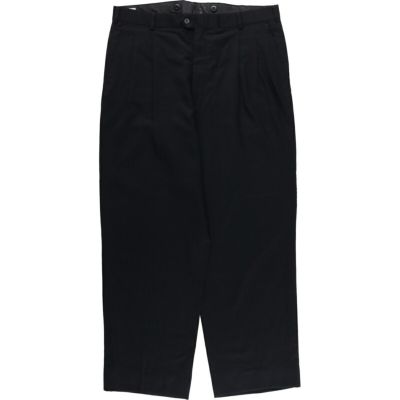古着　サマーウールポリブラックワイドスラックスショーツ　ヨーロッパ古着 古着 90s J.TODD 2タック ブラック × ホワイト カスリ ネップ