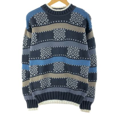 古着 PORTLAND SWEATER Co. 総柄 クレイジーパターン コットンニット ...