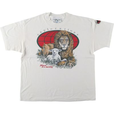 90s USA製 Hanes ヘインズ 半袖Tシャツ アニマルTシャツ