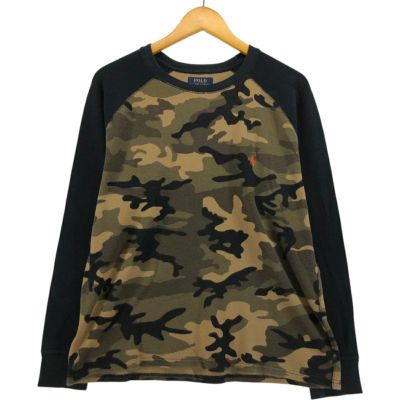 ポロラルフローレン 迷彩 ロンT カモフラージュ サーマル y2k グランジ RALPH LAUREN 迷彩 カモフラージュ ロンT ワッフル生地 サーマル