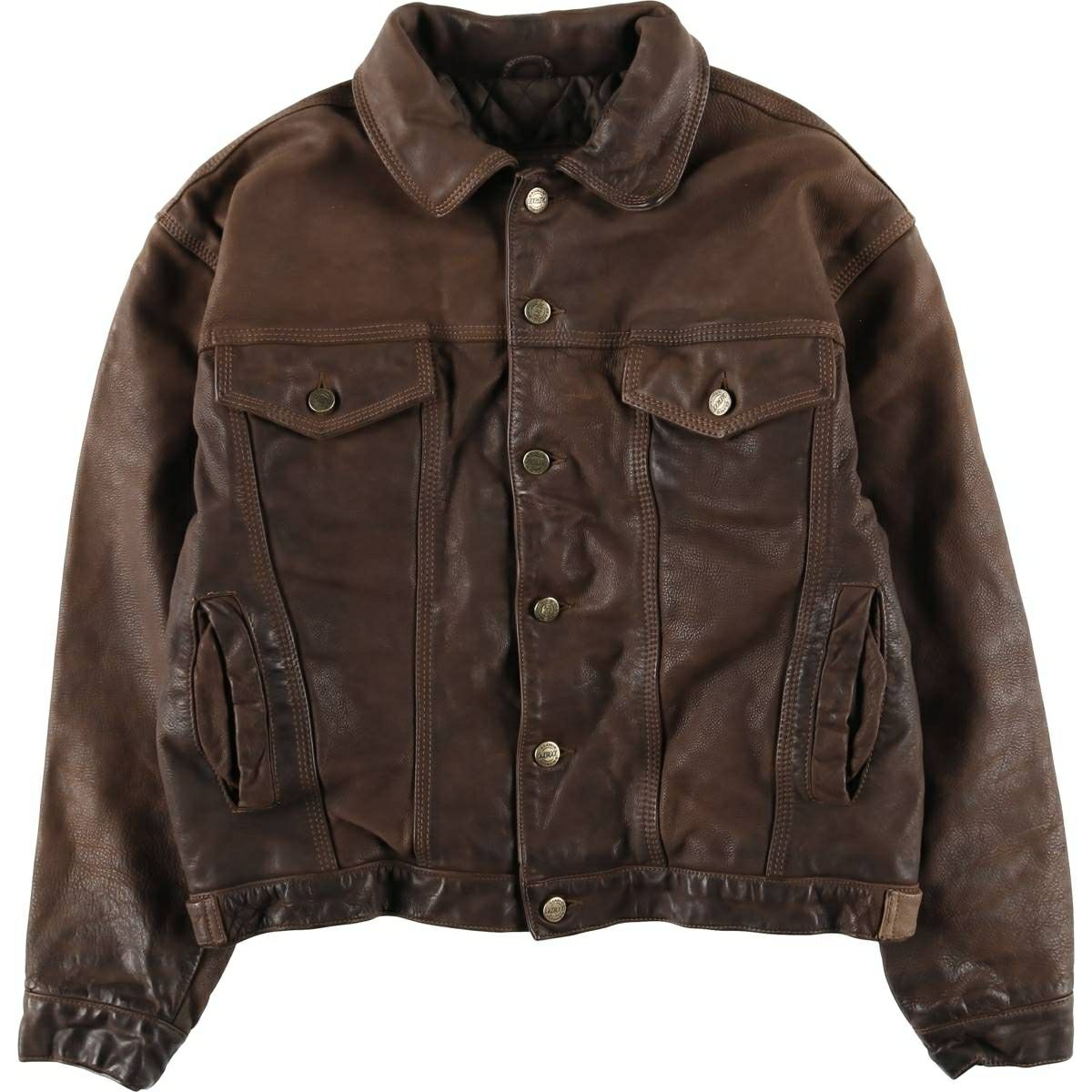 古着 OAKWOOD トラッカージャケット レザージャケット メンズL相当