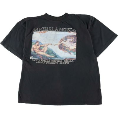 古着 80～90年代 ミケランジェロ アダムの創造 アートTシャツ メンズS 