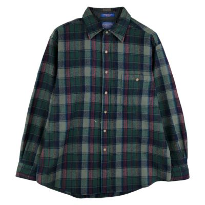 PENDLETON オンブレ ウールシャツ L ブルー グレー ブラウン 美品 古着 ペンドルトン PENDLETON オンブレチェック ウールシャツ USA製
