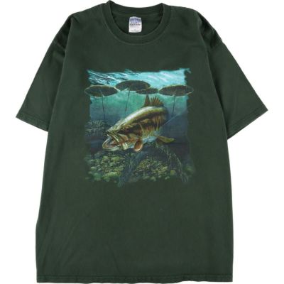 古着 ギルダン GILDAN 魚柄 アニマルプリントTシャツ メンズXL