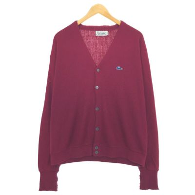古着 70年代 ラコステ LACOSTE IZOD ニットカーディガン メンズL